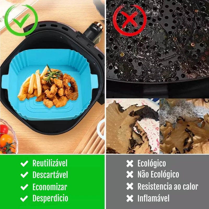 Forma de Silicone para Air Fryer e Micro-Ondas