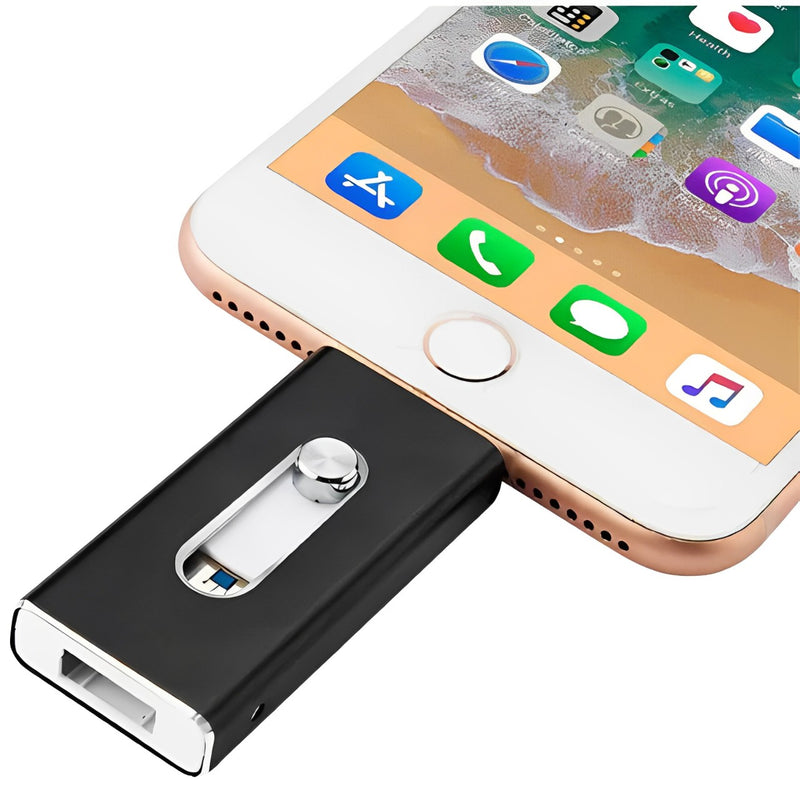 PenDrive 4 em 1 para Celular - IOS, Android, USB e Tipo C